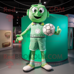 Green Handball Ball mascot costume character dressed with a Playsuit and Belts