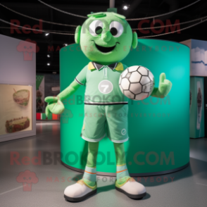 Green Handball Ball mascot costume character dressed with a Playsuit and Belts