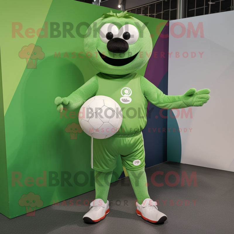 Green Handball Ball mascot costume character dressed with a Playsuit and Belts Green Handball Ball mascot costume character dressed with a Playsuit and Belts