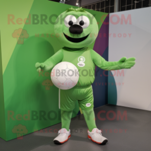Green Handball Ball mascot costume character dressed with a Playsuit and Belts