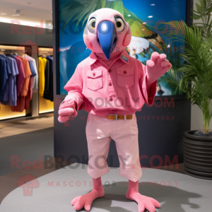 Rosa Macaw maskot kostym...