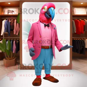 Pink Macaw maskot kostume...