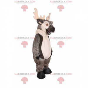 Mascotte de renne gris au grand sourire - Redbrokoly.com