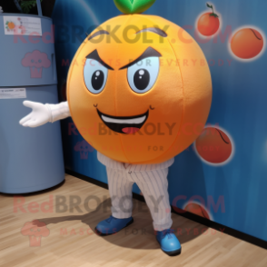 Peach Handball Ball mascot costume character dressed with a Suit Pants and Pocket squares