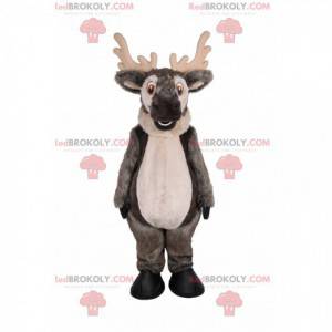 Gray reindeer mascot with a big smile - Redbrokoly.com