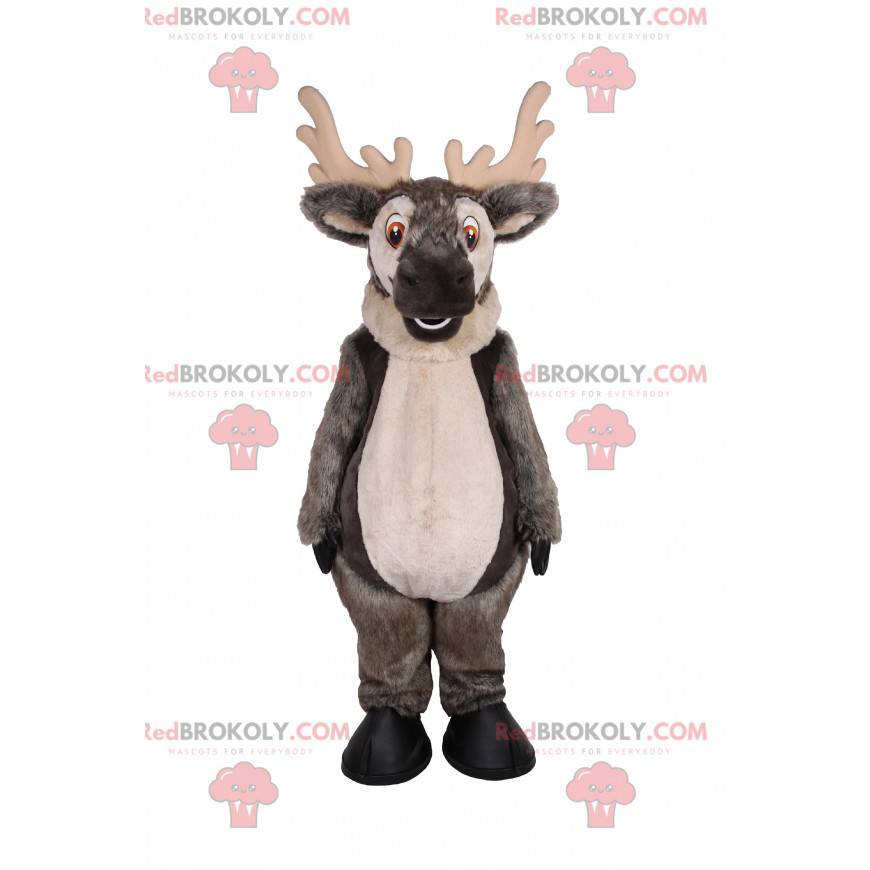 Gray reindeer mascot with a big smile - Redbrokoly.com Gray reindeer mascot with a big smile - Redbrokoly.com