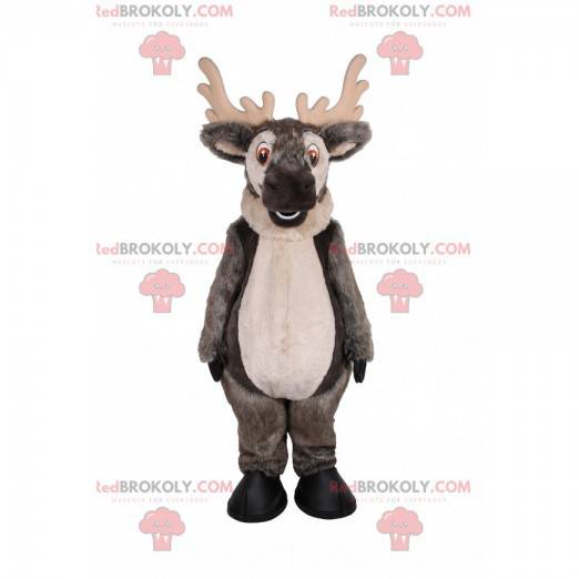 Gray reindeer mascot with a big smile - Redbrokoly.com