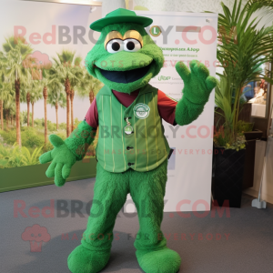 Green Jambalaya mascot costume character dressed with a Polo Tee and Keychains