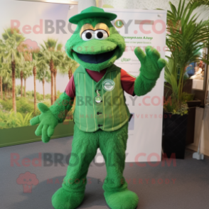 Green Jambalaya mascot costume character dressed with a Polo Tee and Keychains