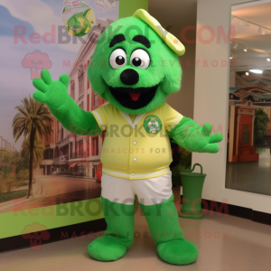 Green Jambalaya mascot costume character dressed with a Polo Tee and Keychains
