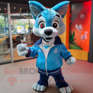 Cyan Dingo maskot kostume...