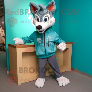Cyan Dingo maskot drakt...