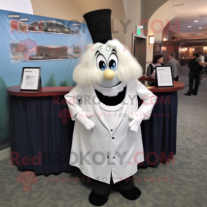 White Clam Chowder mascot costume character dressed with a Tuxedo and Hair clips