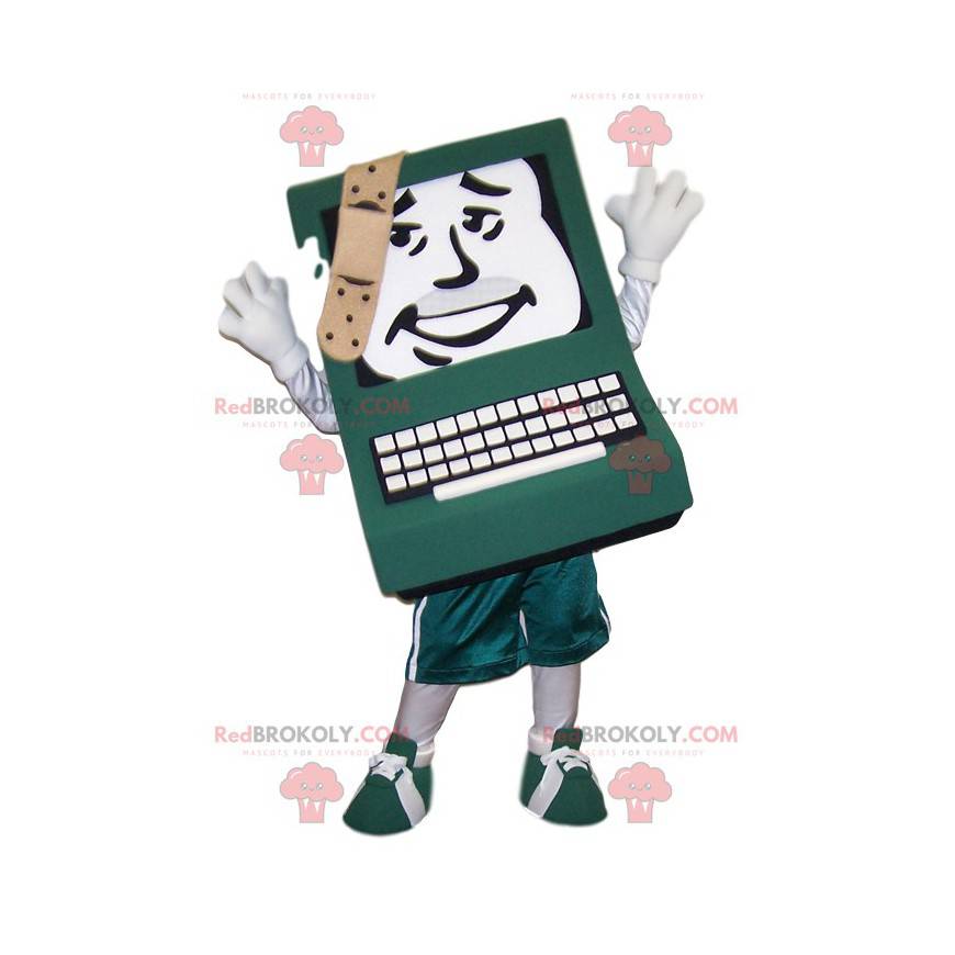 Mascote do computador com uma bandagem na cabeça - Mascote do computador com uma bandagem na cabeça -