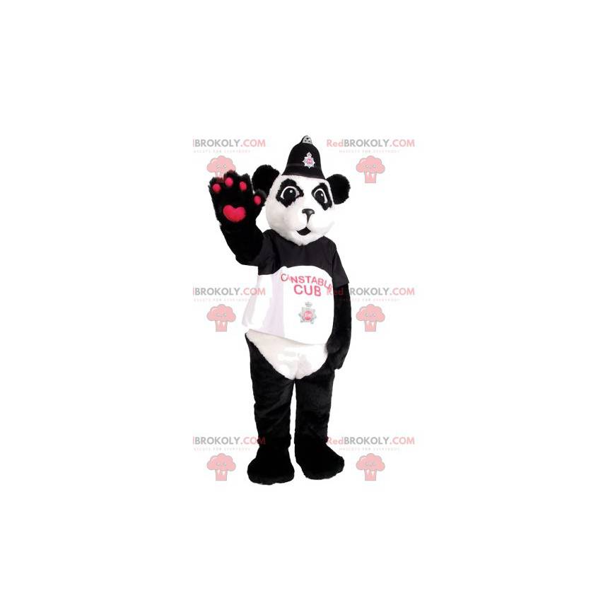 Panda mascotte met zijn pet - Redbrokoly.com