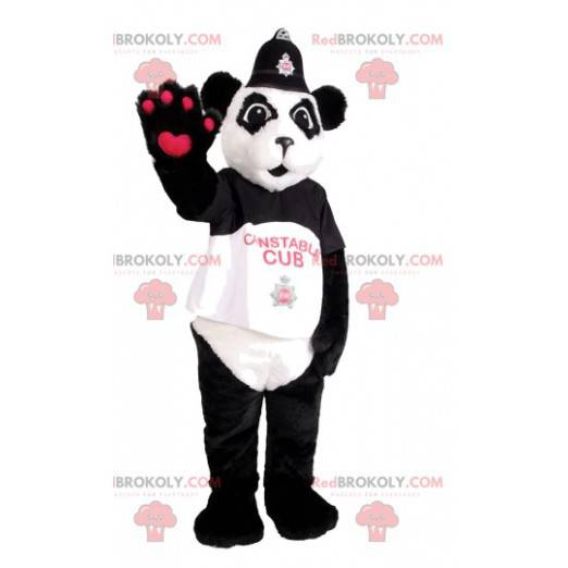 Panda mascotte met zijn pet - Redbrokoly.com
