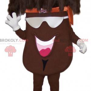 Giant brown bean mascot with its original hairstyle -