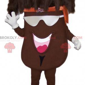 Obří hnědý fazolový maskot s originálním účesem - Redbrokoly.com