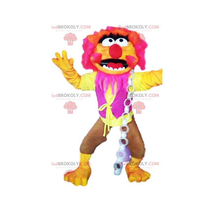 Mascote monstro rosa e amarelo neon - Redbrokoly.com