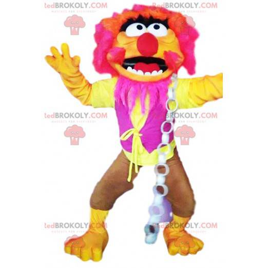 Neonrosa og gul monster maskot - Redbrokoly.com