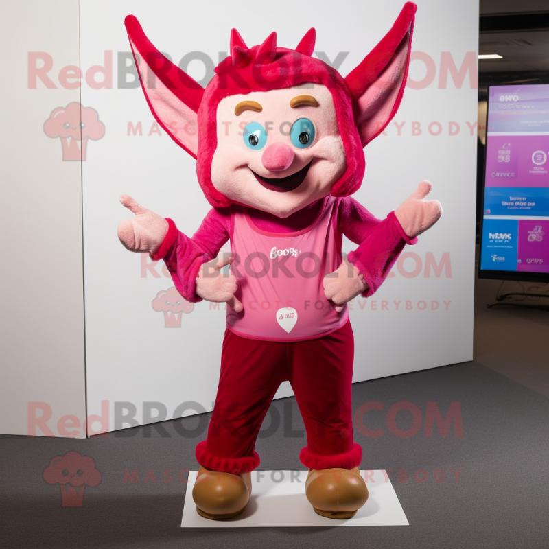 Magenta Tooth Fairy mascot costume character dressed with a Dungarees and Cummerbunds