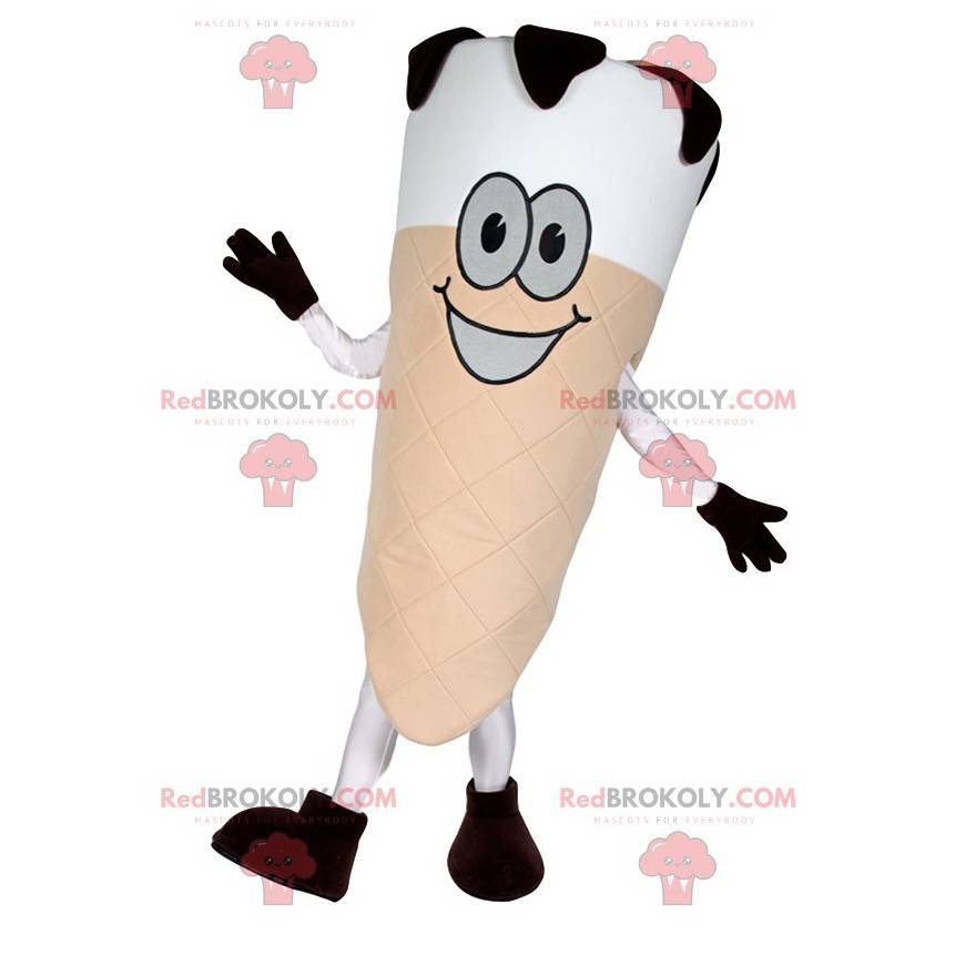 Mascota de cono de helado blanco y negro - Redbrokoly.com