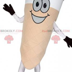 Mascote de casquinha de sorvete branco e preto - Redbrokoly.com