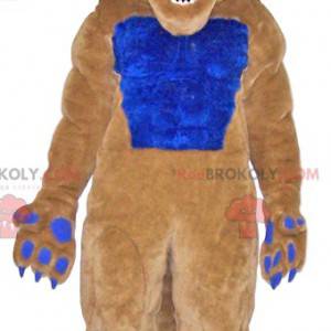 Maskot béžové a modré kočičí úsměv - Redbrokoly.com