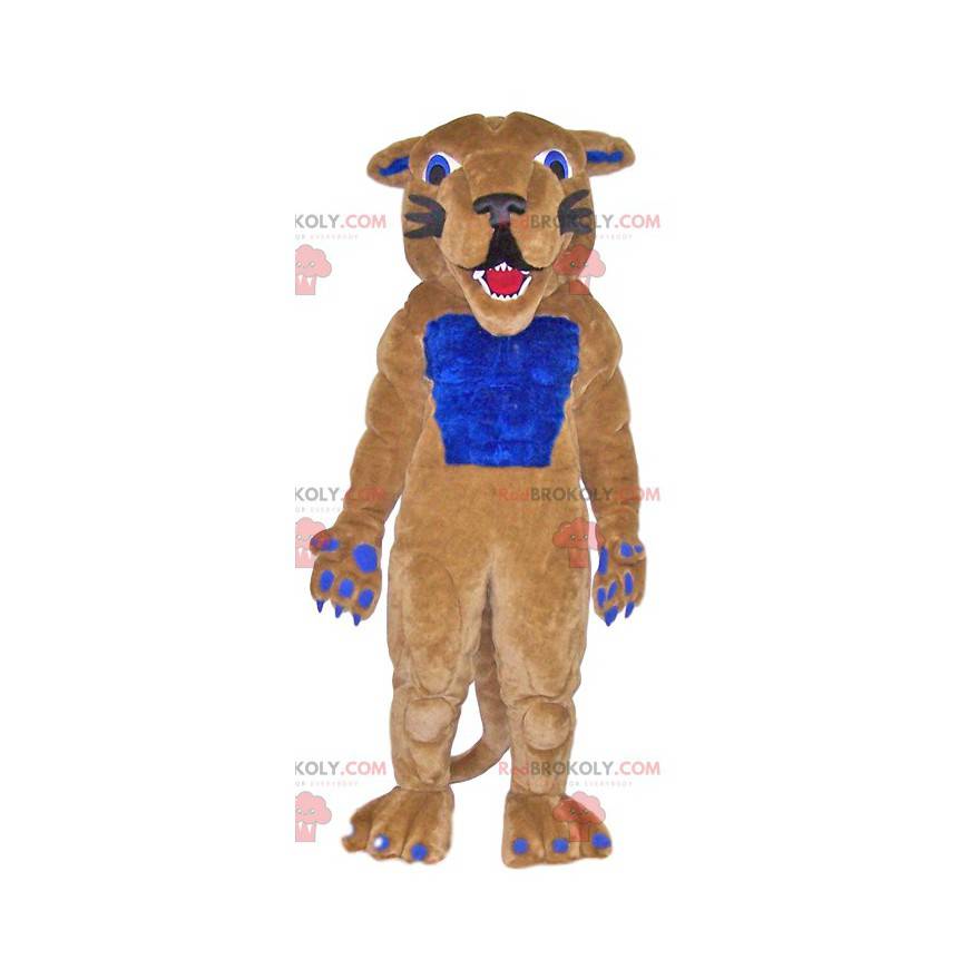 Mascot beige og blå feline smilende - Redbrokoly.com