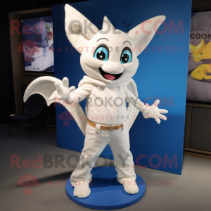 White Bat mascot costume character dressed with a Bootcut Jeans and Shoe laces