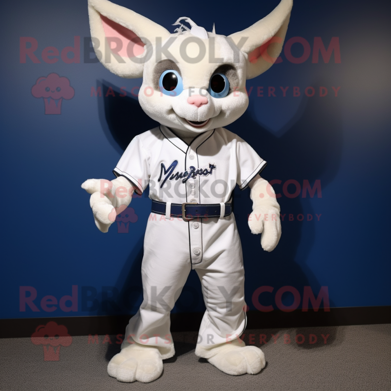 White Bat mascot costume character dressed with a Bootcut Jeans and Shoe laces White Bat mascot costume character dressed with a Bootcut Jeans and Shoe laces