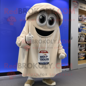 Beige Clam Chowder mascot costume character dressed with a Parka and Keychains