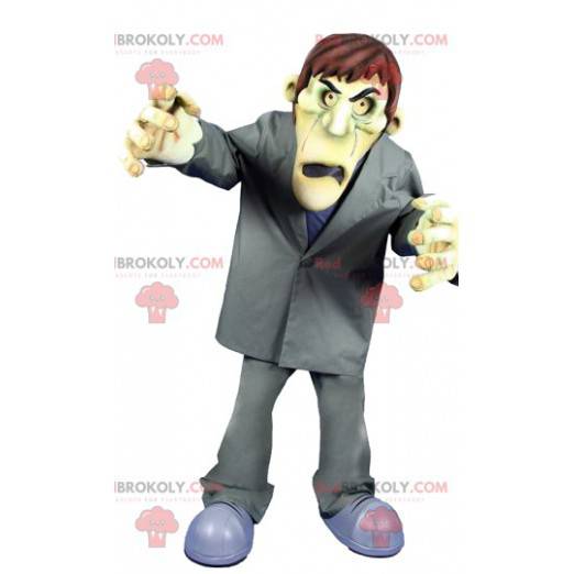 Mascot of the monstrous Frankenstein in gray costume -