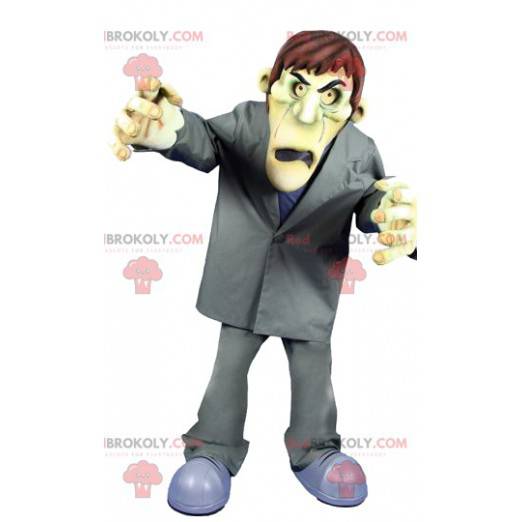 Mascote do monstruoso Frankenstein em traje cinza -