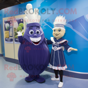 Navy Onion mascot costume character dressed with a Shift Dress and Keychains