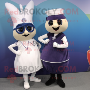 Navy Onion mascot costume character dressed with a Shift Dress and Keychains