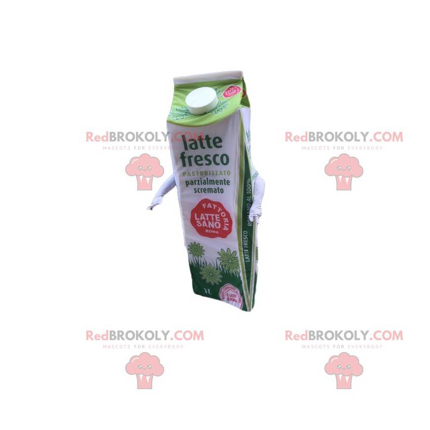 Green and white brick of milk mascot - Redbrokoly.com