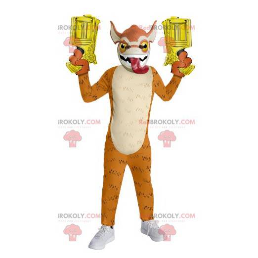 Orange dragon mascot, with pistols - Redbrokoly.com