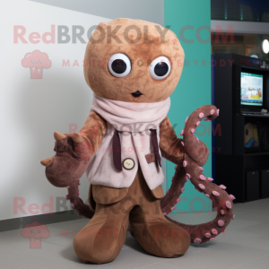 Brauner Oktopus Maskottchen...