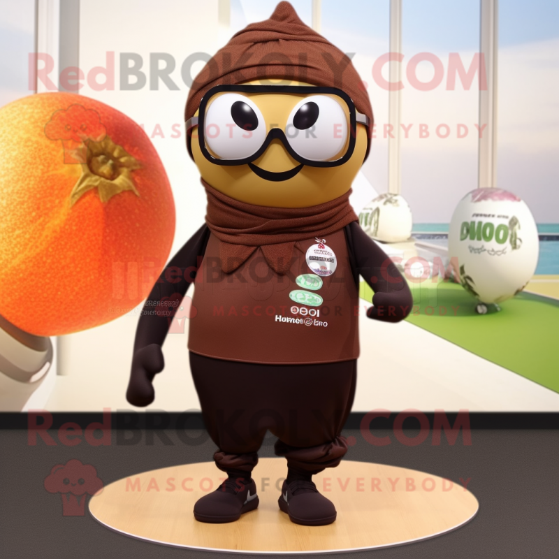 Brown Onion mascot costume character dressed with a Yoga Pants and Sunglasses Brown Onion mascot costume character dressed with a Yoga Pants and Sunglasses
