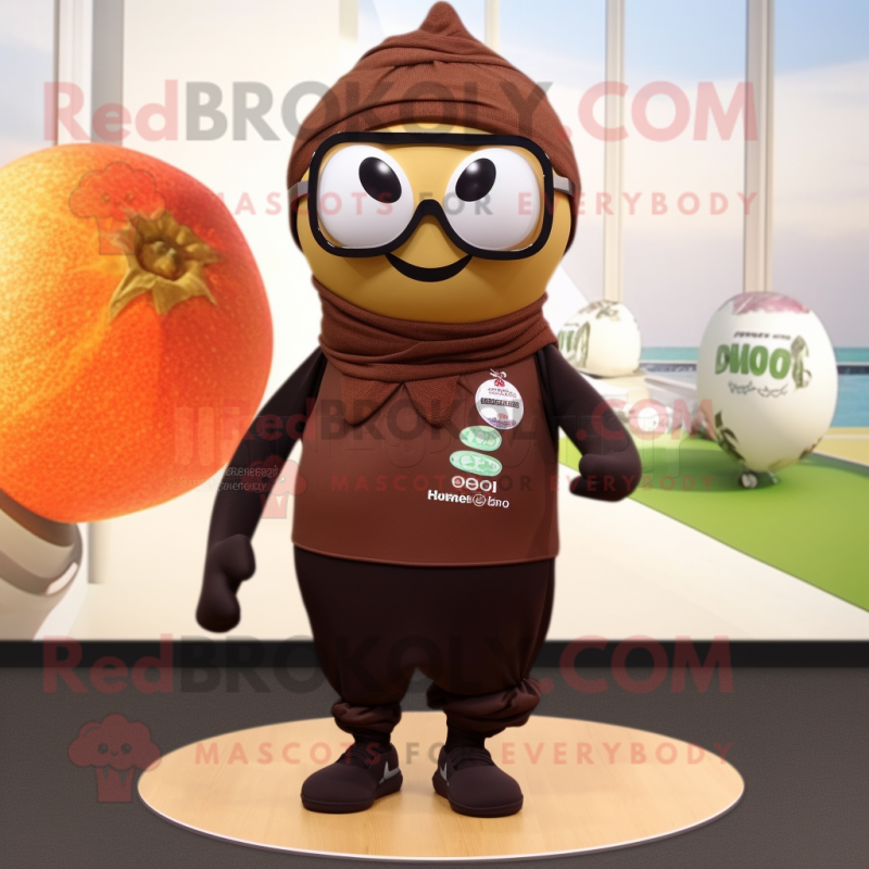 Brown Onion mascot costume character dressed with a Yoga Pants and Sunglasses