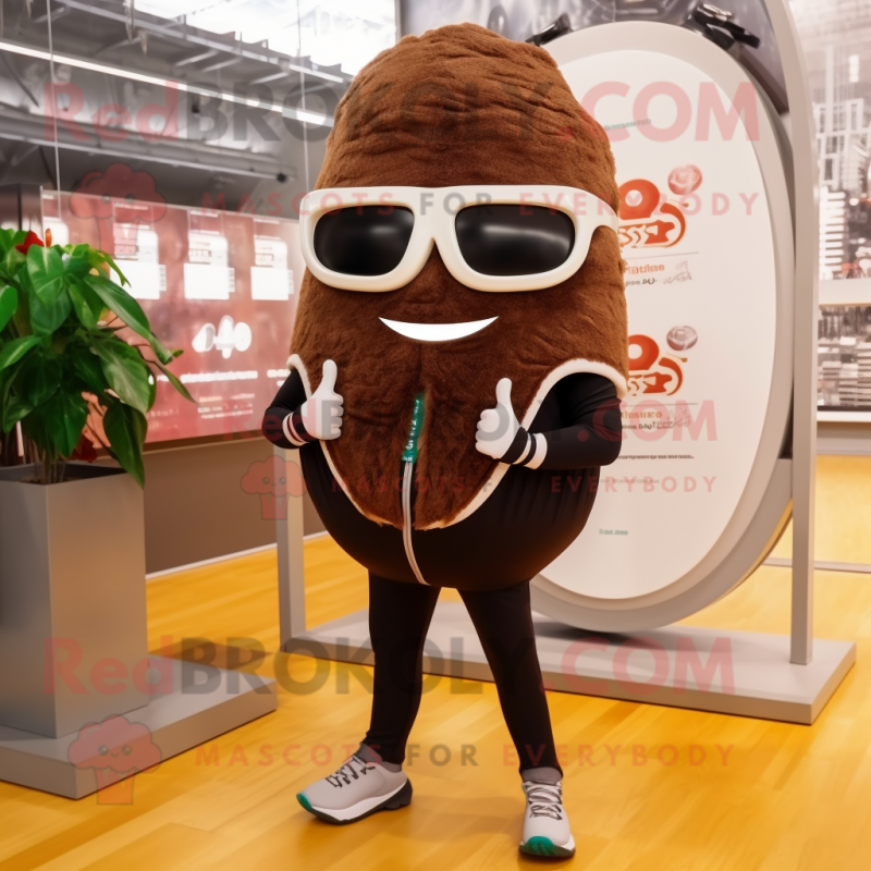 Brown Onion mascot costume character dressed with a Yoga Pants and Sunglasses Brown Onion mascot costume character dressed with a Yoga Pants and Sunglasses