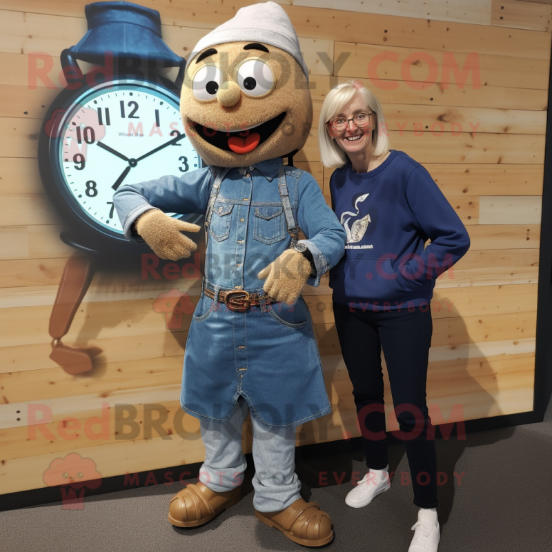nan Guinness mascot costume character dressed with a Denim Shirt and Smartwatches nan Guinness mascot costume character dressed with a Denim Shirt and Smartwatches