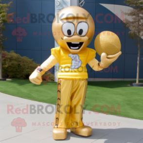 Gold American Football Helmet mascot costume character dressed with a Maxi Dress and Bow ties