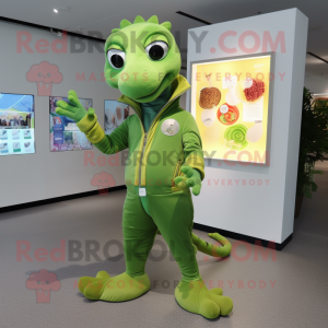 Olive Lizard maskot kostume...