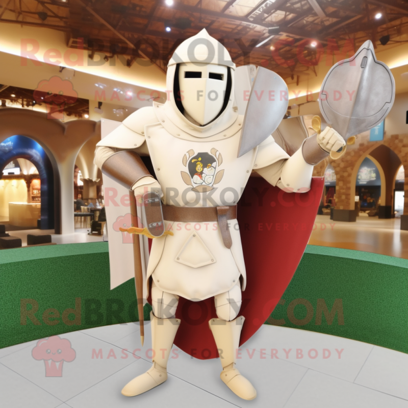 Beige Medieval Knight mascot costume character dressed with a Sheath Dress and Cufflinks Beige Medieval Knight mascot costume character dressed with a Sheath Dress and Cufflinks