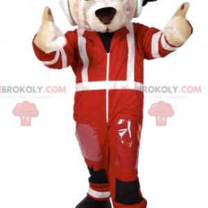 Witte hond mascotte coureur - Redbrokoly.com