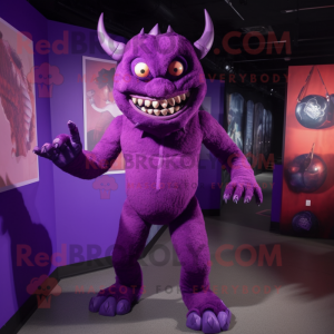 Purple Demon maskot kostyme...
