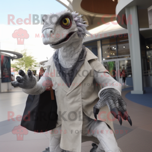 Sølv Utahraptor maskot...