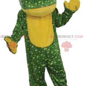 Green frog mascot with yellow dots - Redbrokoly.com